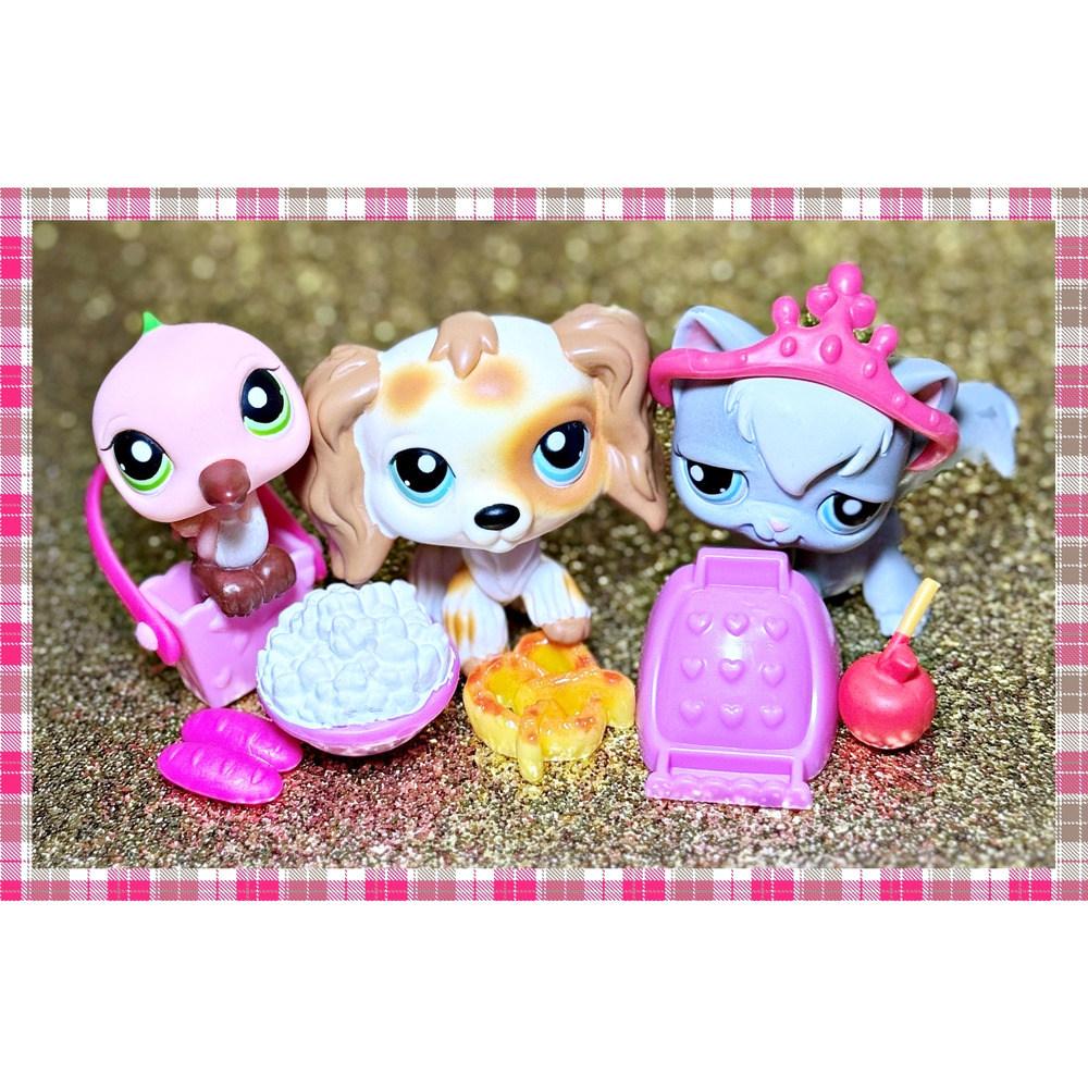 Authentic Littlest Pet Shop LPS 343 344 345 Bargain Hunters Spaniel Dog Cat Bird